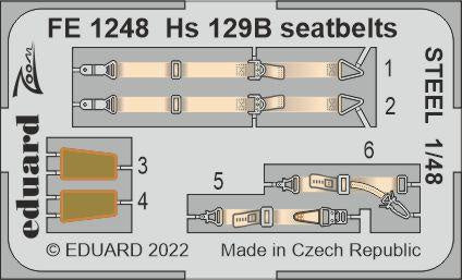 Eduard - 1/48 Hs 129B Seatbelts STEEL (Color photo-etched) (Hobby 2000/Hasegawa) FE1248