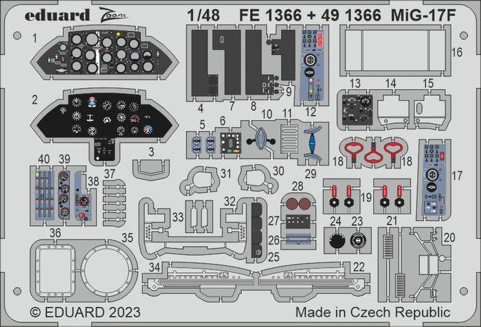 Eduard - 1/48 MiG-17F (Color photo-etched) (for AMMO) FE1366