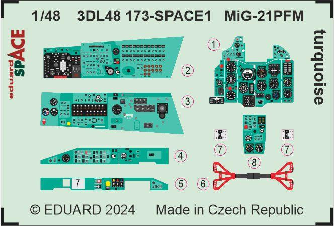 Eduard - 1/48 MiG-21PFM Turquoise SPACE set (for Eduard) 3DL48173