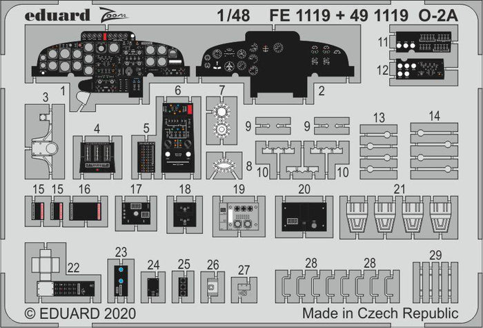Eduard - 1/48 O-2A (Color photo-etched) (for ICM) FE1119
