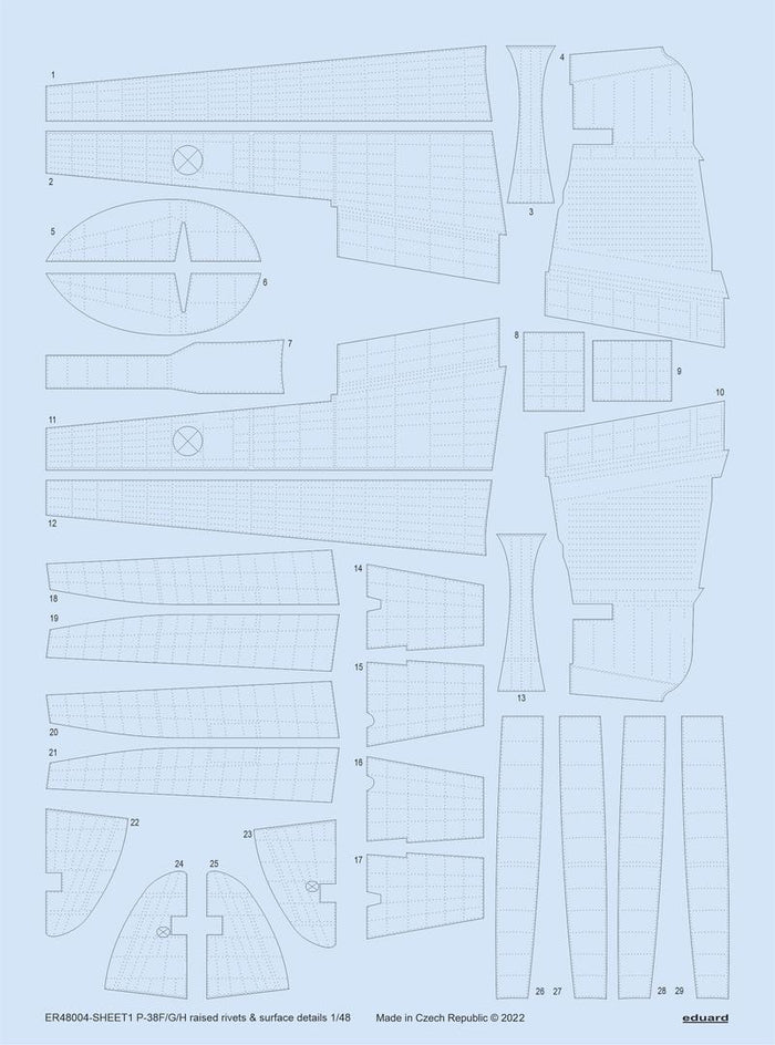 Eduard - 1/48 P-38F/G/H Raised Rivets & Surface Details ER48004