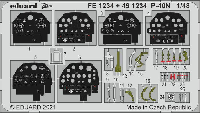 Eduard - 1/48 P-40N (Photo-etched) (for Academy) 491234