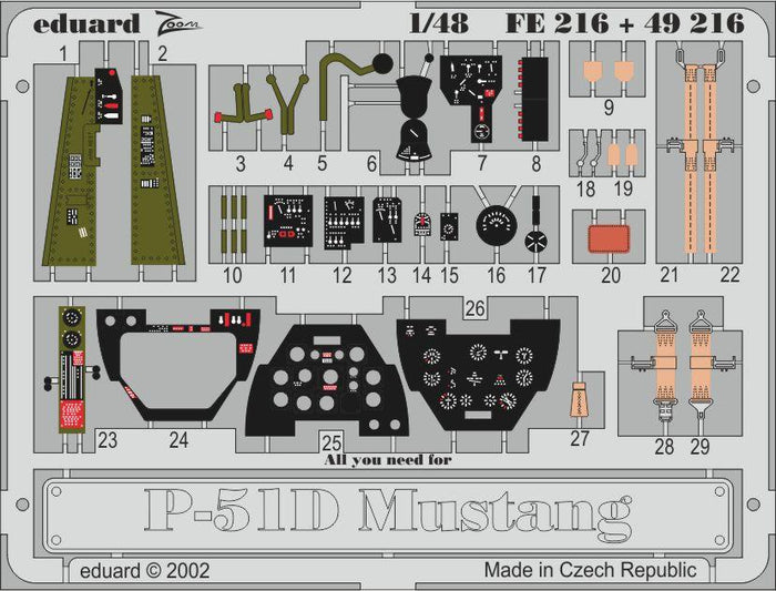 Eduard - 1/48 P-51D (Color photo-etched) (for Tamiya) 49216
