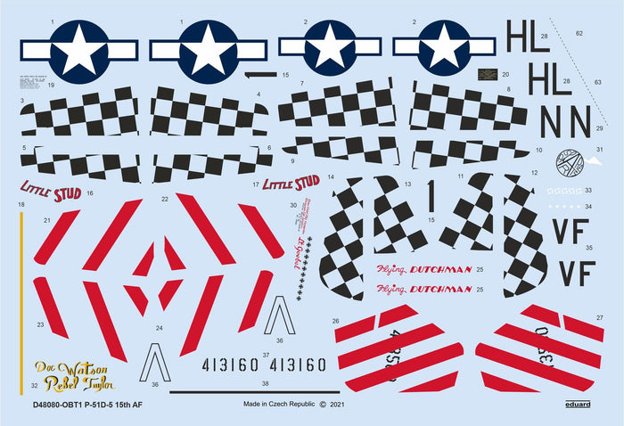 Eduard - 1/48 P-51D-5 "15th AF" Decal Sheet D48080