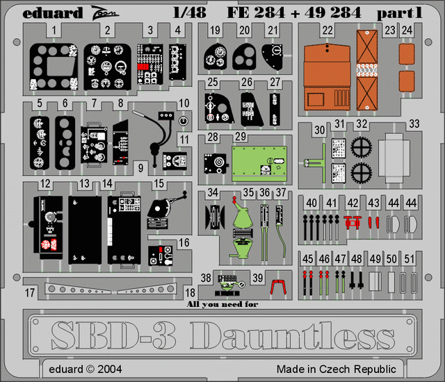 Eduard - 1/48 SBD-3 (Color photo-etched) (for Accurate Miniatures) 49284
