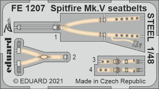Eduard - 1/48 Spitfire Mk.V Seatbelts STEEL (Color photo-etched) (for Eduard/Special Hobby) FE1207
