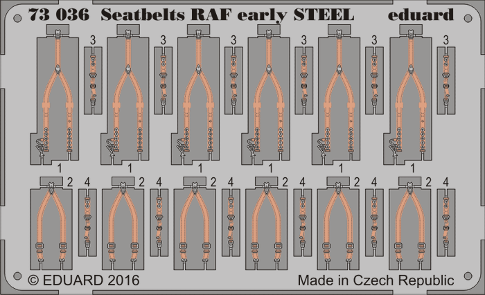 Eduard - 1/72 Seatbelts RAF Early STEEL (Color Photo-etched) 73036