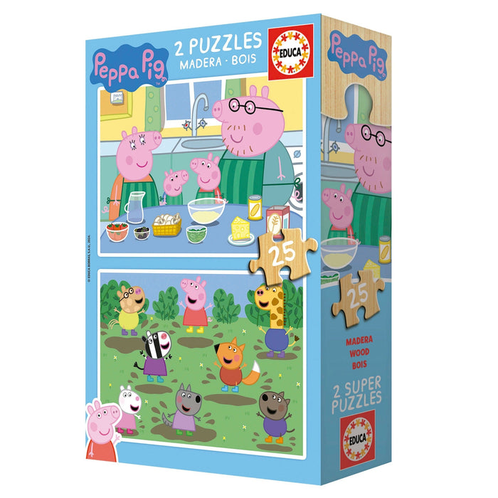 Educa - Peppa Pig (2x25pc) (Wooden Puzzle)