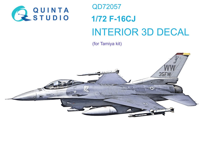 Quinta Studio QD72057 - 1/72 F-16CJ 3D-Printed & Coloured Interior (for Tamiya kit)