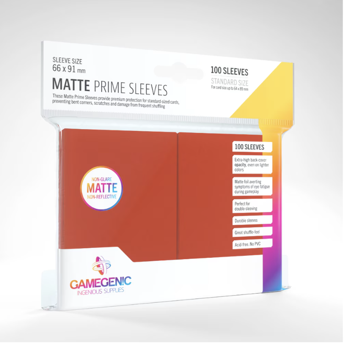 GameGenic - MATTE Prime Sleeves: 66mm x 91mm Red (100)