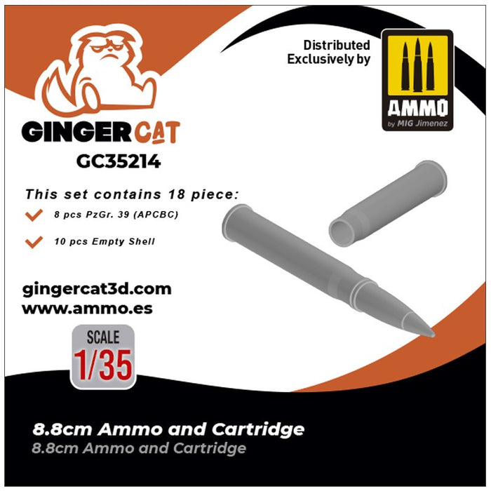 Gingercat - 1/35 8.8cm Ammo & Cartridge (18pcs)