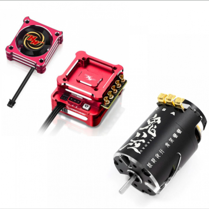 HobbyWing - XD10 PRO Drift Sensored Brushless ESC Red w/Onisiki KIKOKU 13.5T 3200KV Silver For 1/10 RC Drift