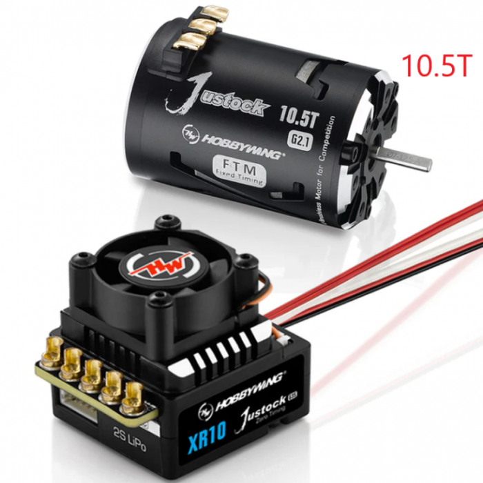 HobbyWing - XR10 Justock JS2 G3S Sensored Brushless ESC w/ 10.5T G2.1 Motor Combo Set For 1/10 RC