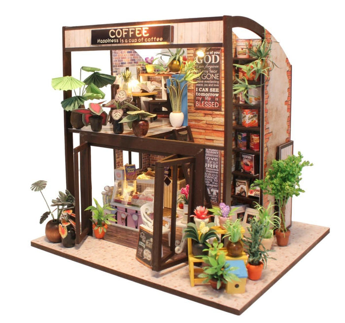 Pocohouze - Mini DIY House - Coffee House w/ LED Light