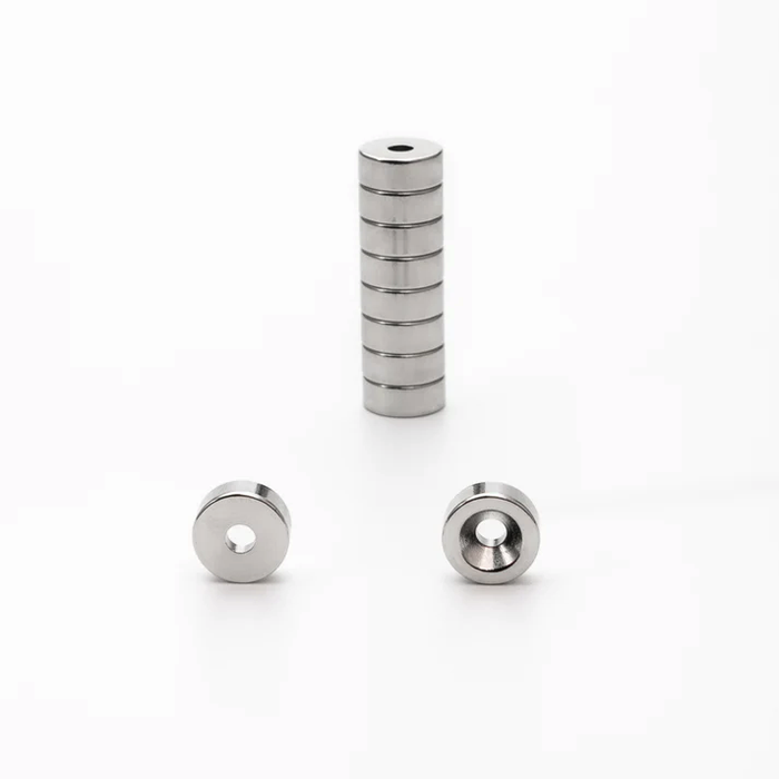Magnets - 10x4x3mm N38 Ni Neodymium Countersunk Ring (10pcs)