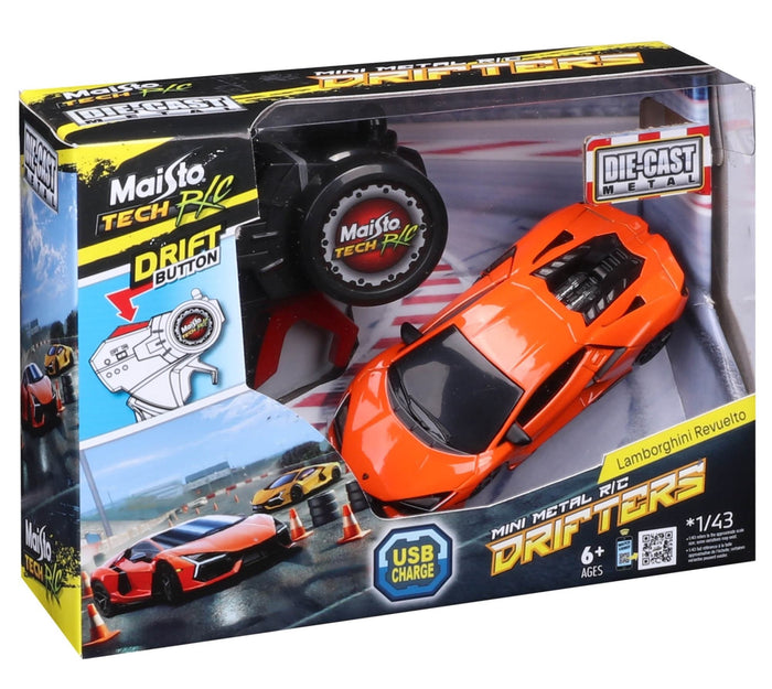Maisto - 1/43 Mini Metal R/C Drifters - Lamborghini Revuelto (11cm Long) with USB Charger