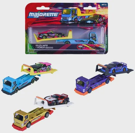 Lot 2 Miniatures Majorette 1:64 - Isuzu NPR Gold + Toyota Supra JZA80 Rouge - Neuf Sous Blister