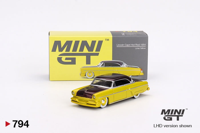 Mini GT - 1/64 Lincoln Capri Hot Rod 1954 (Lime Yellow)