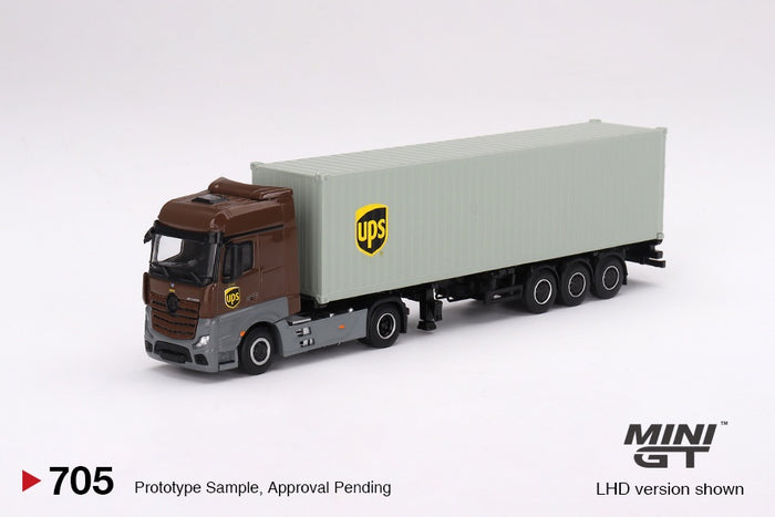 Mini GT - 1/64 Mercedes-Benz Actros w/ 40 Ft Container " UPS Europe"