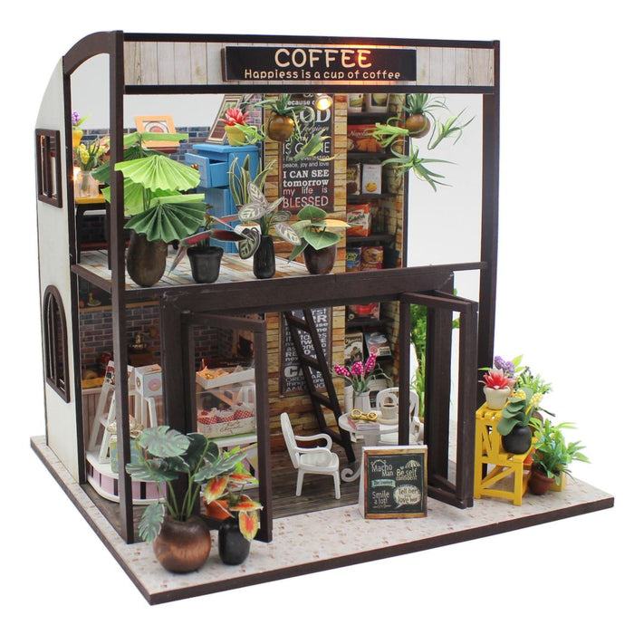 Pocohouze - Mini DIY House - Coffee House w/ LED Light