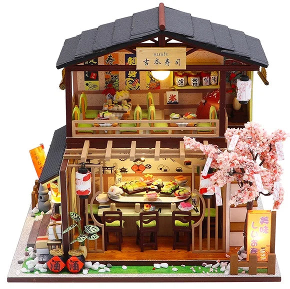 Pocohouze - Mini DIY House - Gibbon Sushi w/ LED Light