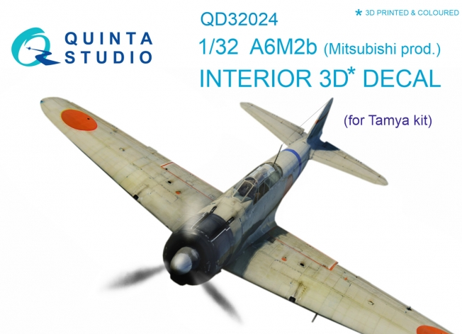 Quinta Studio QD32024 - 1/32 A6M2b (Mitsubishi prod.) 3D-Printed & Coloured Interior (for Tamiya kit)