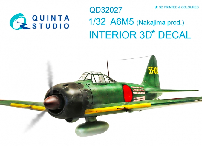 Quinta Studio QD32027 - 1/32 A6M5 (Nakajima prod.) 3D-Printed & Coloured Interior (for Tamiya kit)