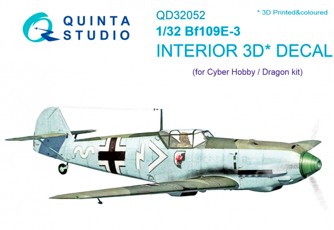 Quinta Studio QD32052 - 1/32 Bf 109E-3 3D-Printed & Coloured Interior (for Cyber-hobby/Dragon kit)