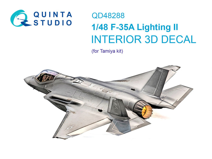 Quinta Studio QD48288 - 1/48 F-35A 3D-Printed & Coloured Interior (Tamiya)