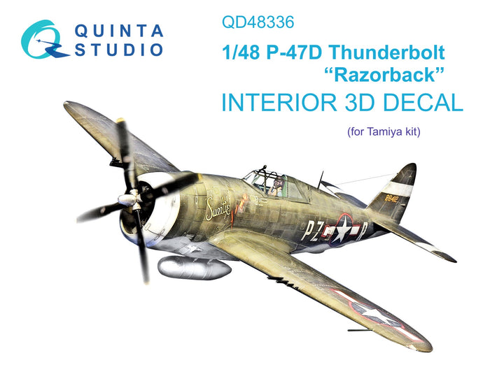 Quinta Studio QD48336 - P-47D Thunderbolt Razorback 3D-Printed & Coloured Interior (Tamiya)