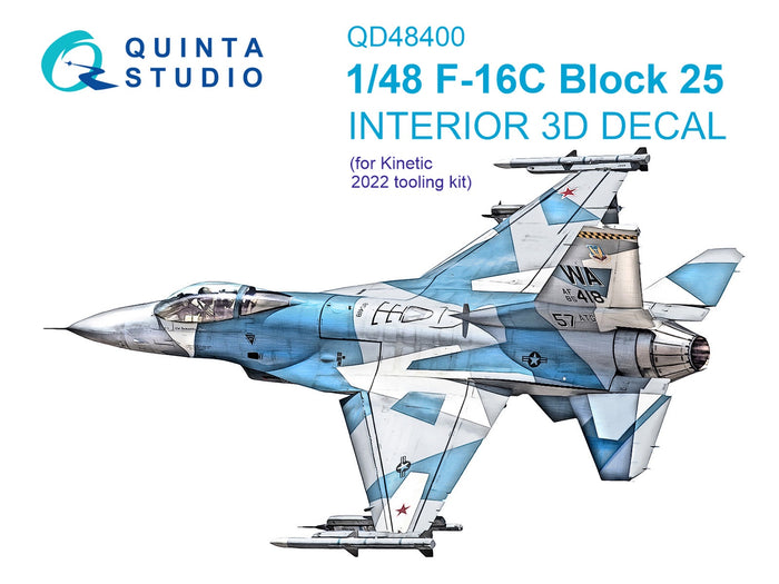 Quinta Studio QD48400 - 1/48 F-16C block 25 3D Coloured Interior (for Kinetic kit 2022 tool)