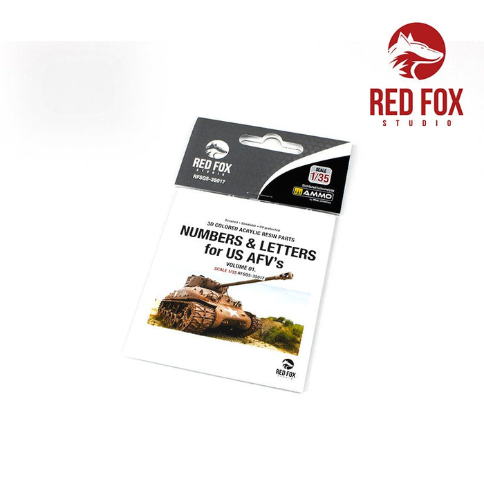 Red Fox Studio 35017 - 1/35 3D Resin Foundry Numeral & Letters for US AFV‚Äôs vol.01