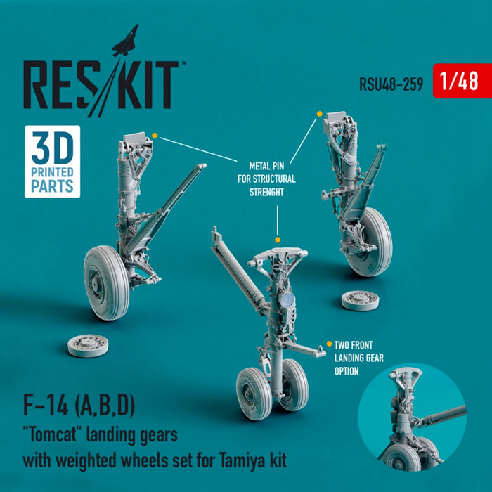 Reskit - 1/48 F-14 (A/B/D) "Tomcat" Landing Gears w/ Weighted Wheels Set (RSU48-0259)