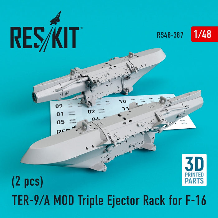 Reskit - 1/48 TER-9/A MOD Triple Ejector Rack for F-16 (2 pcs) (3D Printing)  (RS48-0387)