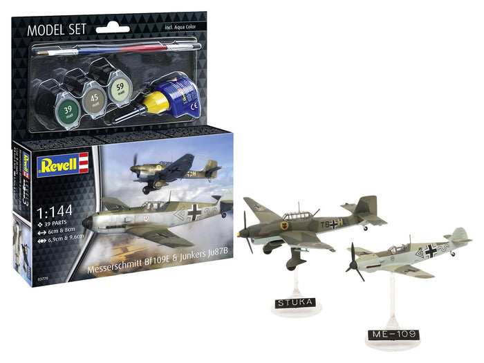 Revell - 1/144 Messerschmitt Bf109E & Ju87B Stuka (Model Set Incl. Paint)