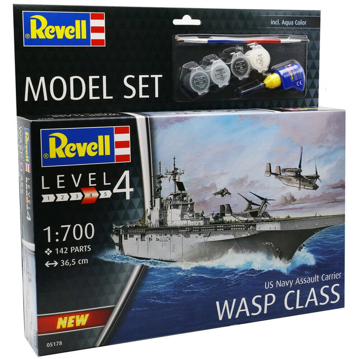 Revell - 1/700 US Navy Assault Carrier WASP (Model set Incl. Paint)