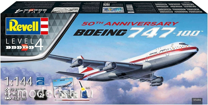 Revell - 1/144 Boeing 747-100 50th Anniversary (Model Set Incl. Paint)