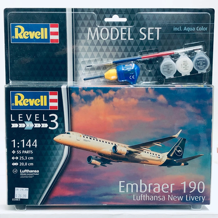 Revell - 1/144 Embraer 190 Lufthansa (Model Set Incl. Paint)