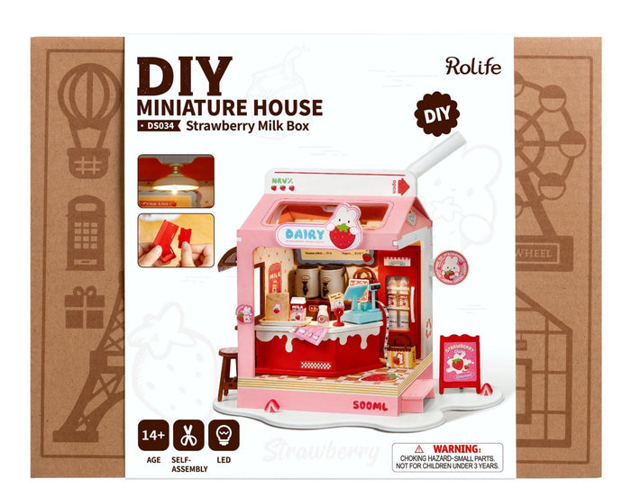 Robotime - DIY Miniature House - Strawberry Milk Box