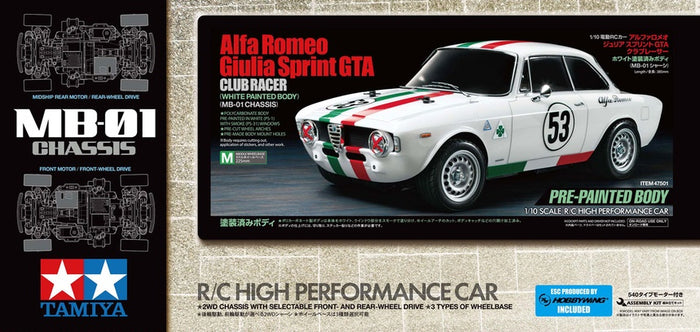 Tamiya - R/C Alfa Romeo Giulia Sprint w/ Painted GTA (MB01) (ESC Incl.)