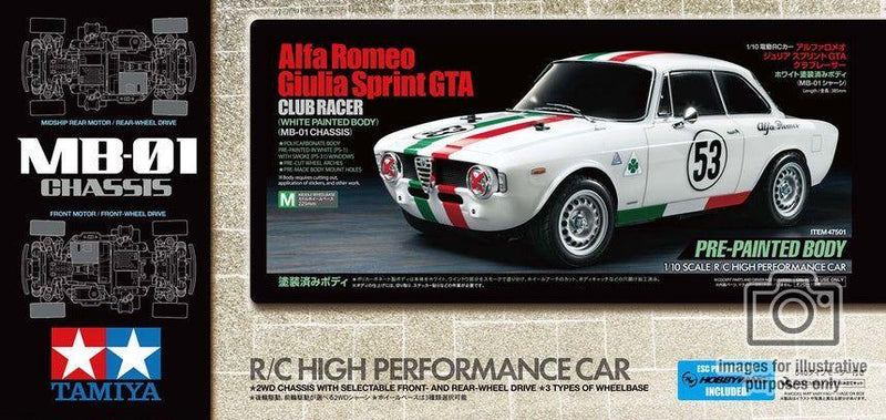 Tamiya - R/C Alfa Romeo Giulia Sprint w/ Painted GTA (MB01) (ESC
