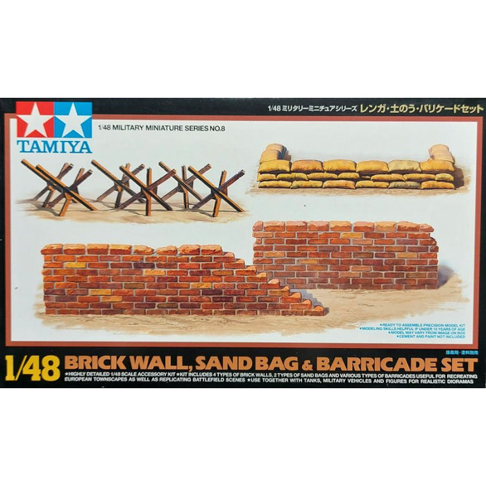 Tamiya - 1/48 Brick Wall, Sand Bag & Barricade Set