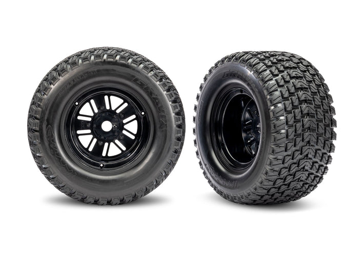 Traxxas - 10947 - Black Rear Funco Wheels & Gravix Tires (2)