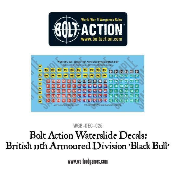 Warlord - Bolt Action Decals - British 11th Armoured Division (Black Bull)