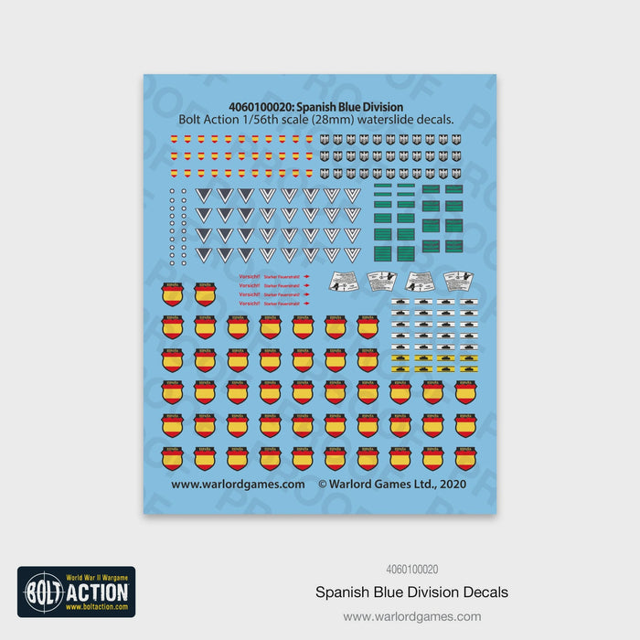 Warlord - Bolt Action Decals - Spanish Blue Division