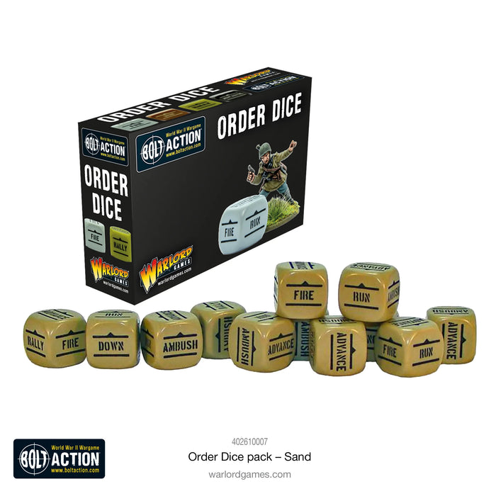 Warlord - Bolt Action Orders Dice - Sand (12 Boxed)