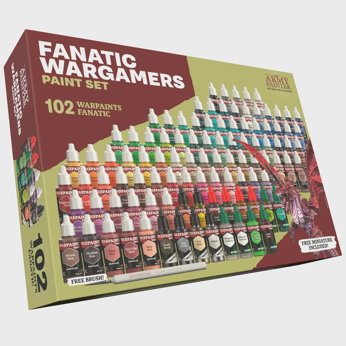 Warpaints Fanatic: Wargamers Paint Set (102 paints + brush & FREE Dragon model)