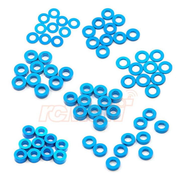 Yeah Racing - Aluminum M3 X 6mm Flat Washer 0.25 - 3mm 10pcs Set Blue