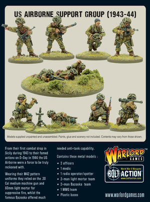 Warlord - Bolt Action: US Airborne Support Group (1943-44) (HQ & Mortar & MMG) (Metal)