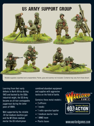 Warlord - Bolt Action: US Army Support Group (HQ & Mortar & MMG) (Metal)